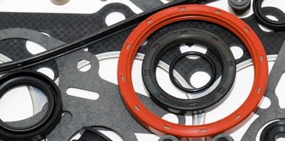 black and silver gaskets with red o-ring